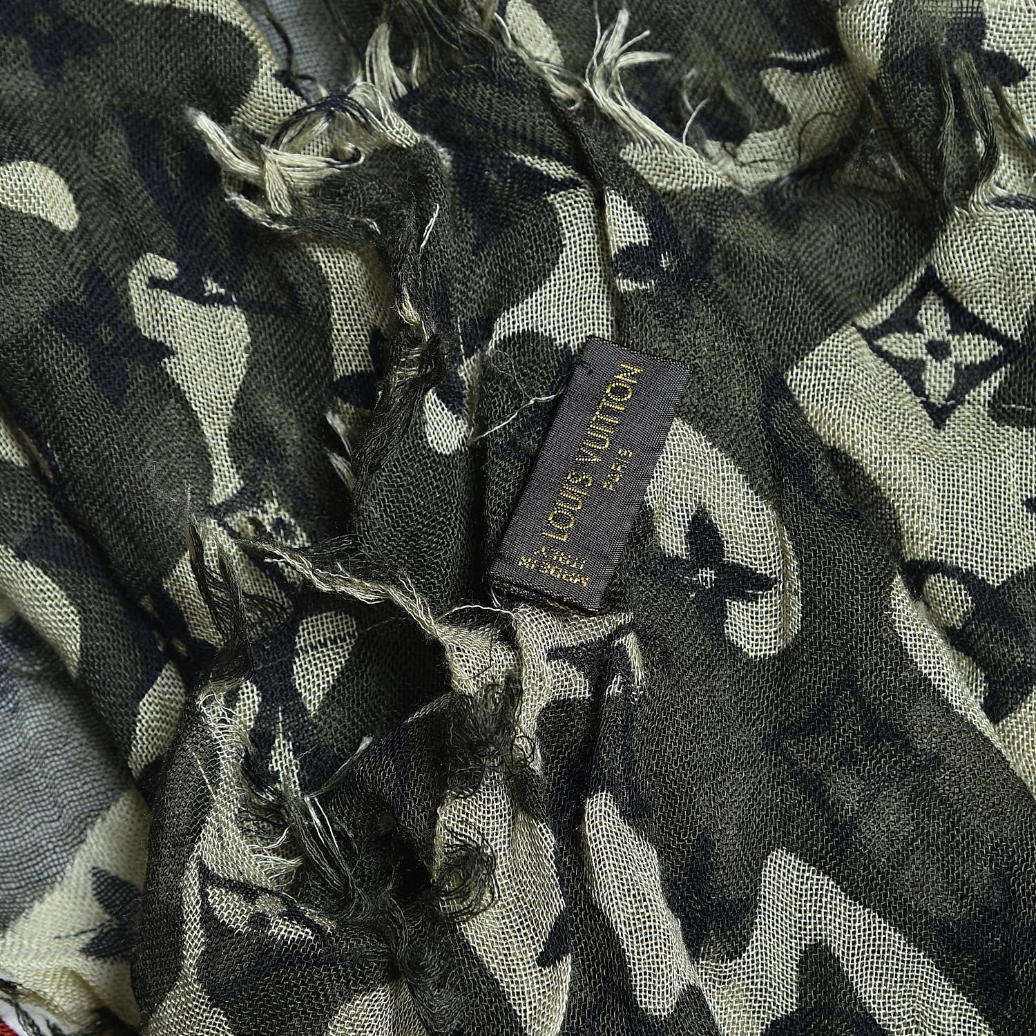 Louis Vuitton Cashmere Silk Monogramouflage Etole Scarf Kaki 4 of 4