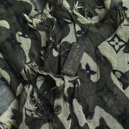 Louis Vuitton Cashmere Silk Monogramouflage Etole Scarf Kaki 4 of 4