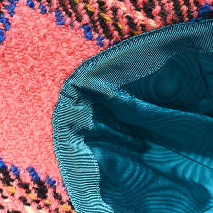 Gucci Wool Tweed Wide Brim Hat Blue Pink Black 9 of 9