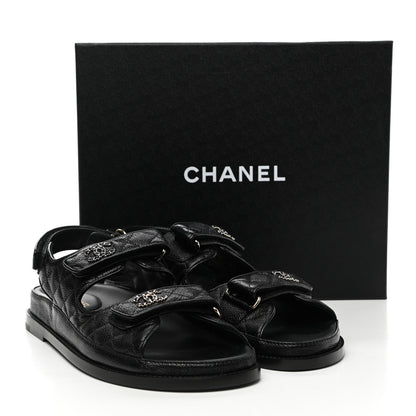 Chanel Grained Calfskin Velcro Dad Sandals 40.5 Black 12 of 12