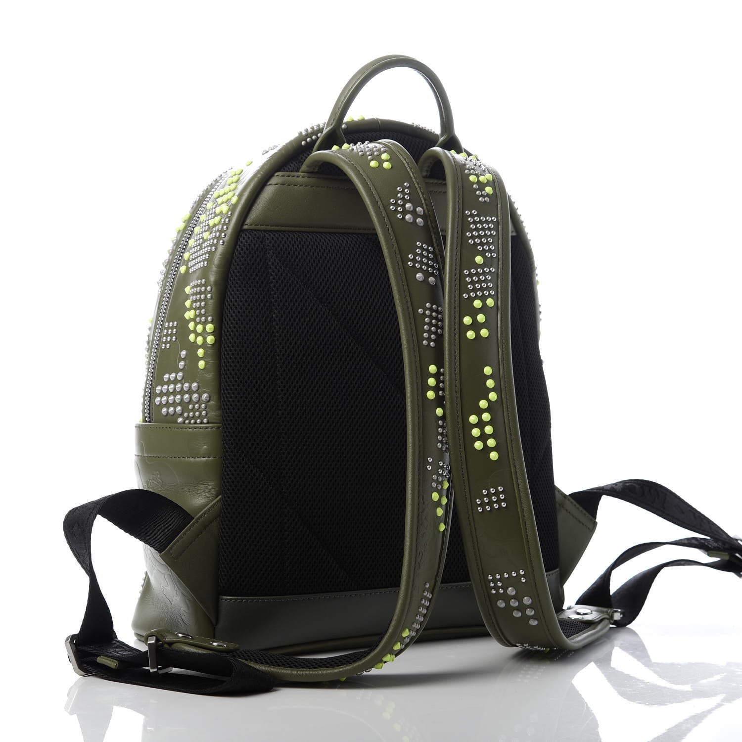 MCM Smooth Calfskin Studded Small Lion Camo Stark Backpack Winter Moss 2 of 8