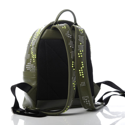 MCM Smooth Calfskin Studded Small Lion Camo Stark Backpack Winter Moss 2 of 8