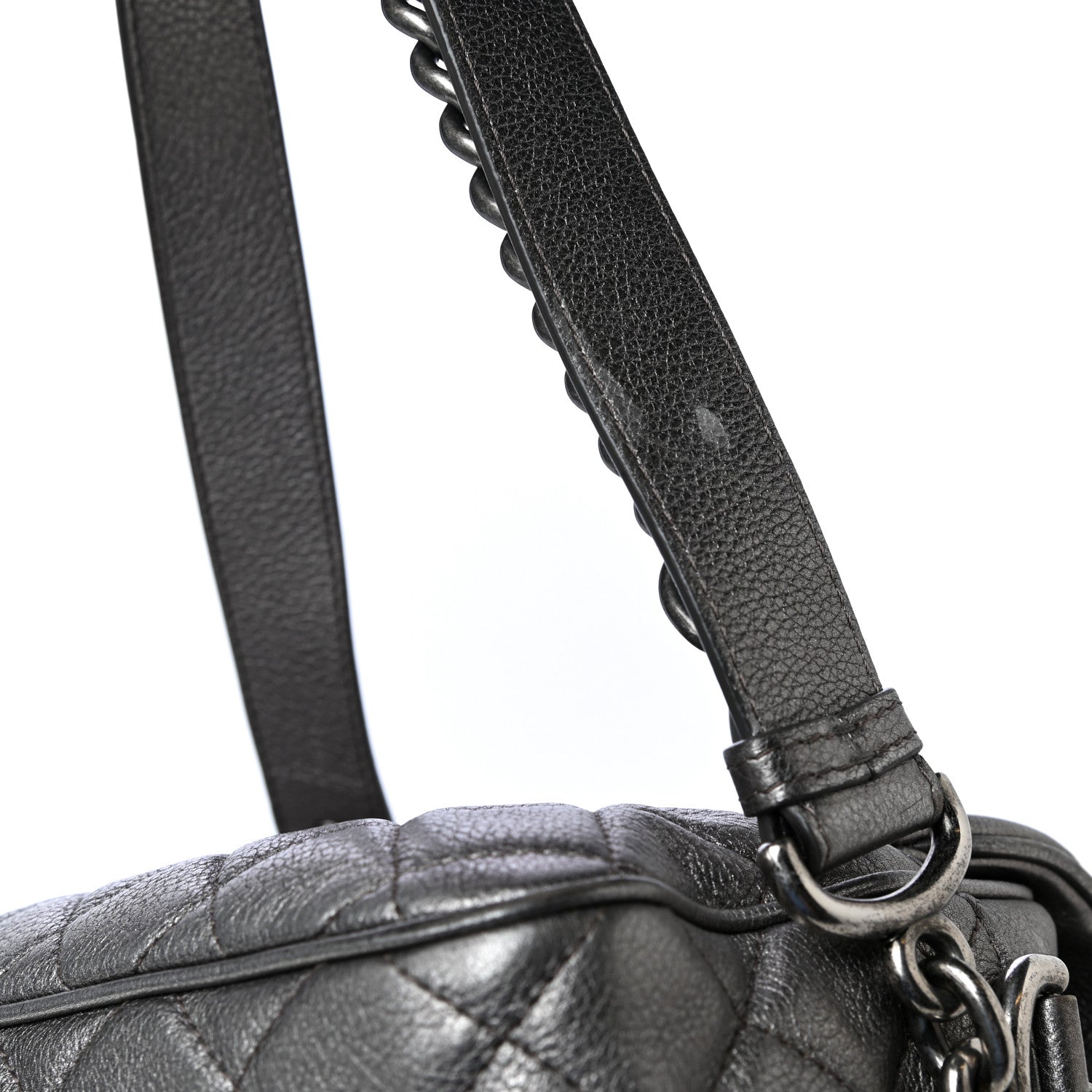 Chanel Metallic Calfskin Quilted Jumbo Chain Detail Flap Silver 12 of 14