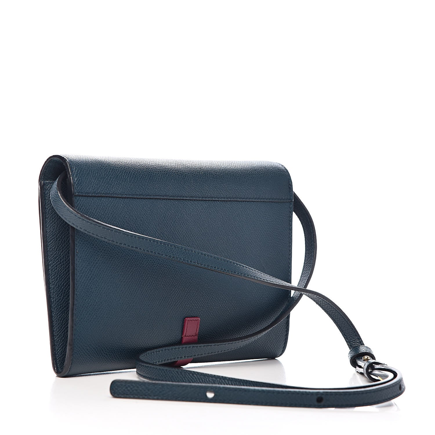 Celine Grained Calfskin Clutch On Strap Bag Steel Blue 3 of 9