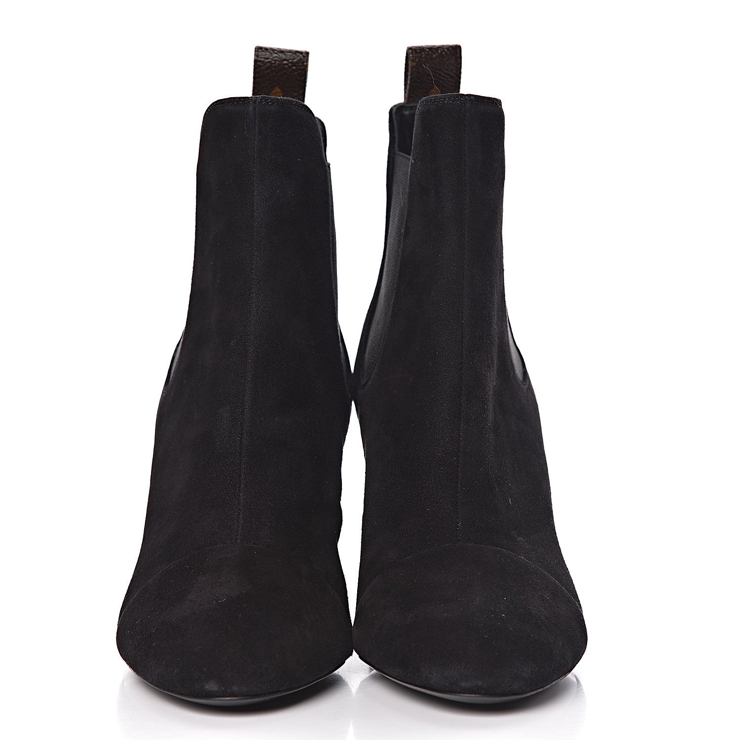 Louis Vuitton Suede Monogram Uniformes Cap Toe Chelsea 80mm Ankle Boots 37.5 Black 2 of 8
