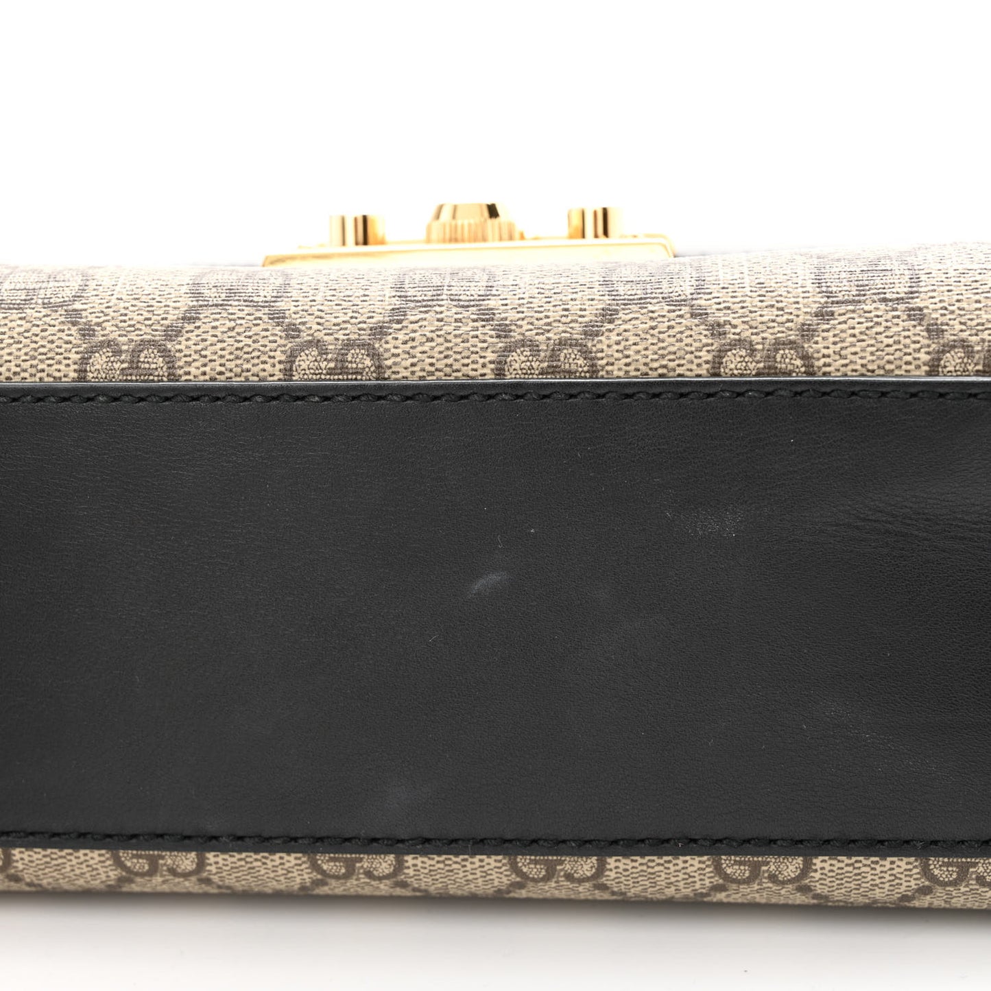 GG Supreme Monogram Calfskin Medium Padlock Shoulder Bag Beige Black Cuir