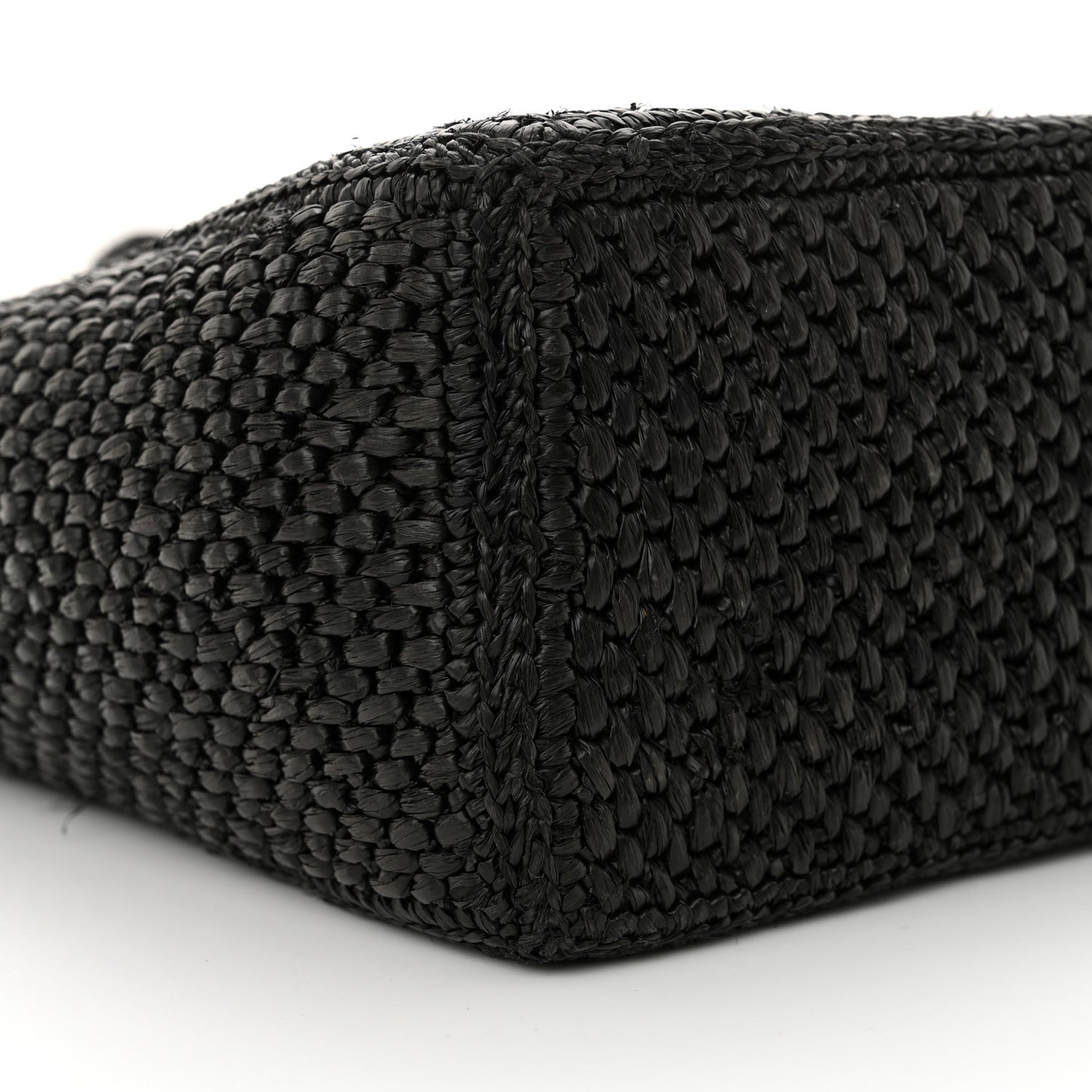 Raffia Small Paula's Ibiza Logo Tote Black White