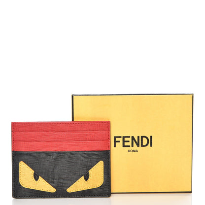 Fendi Vitello Elite Monster Eyes Card Holder Black Yellow Red 8 of 8