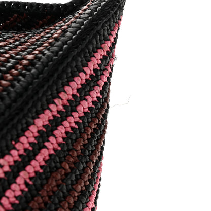 Loewe Raffia Calfskin Paula's Ibiza Medium Puzzle Fold Tote Pink Burgundy 10 of 10