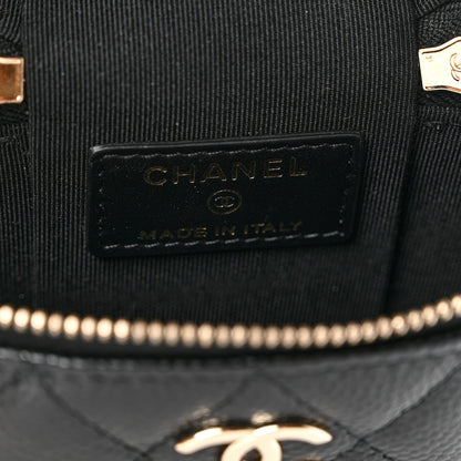 Chanel Caviar Quilted Small Handle With Care Vanity Case With Chain Black 6 of 8