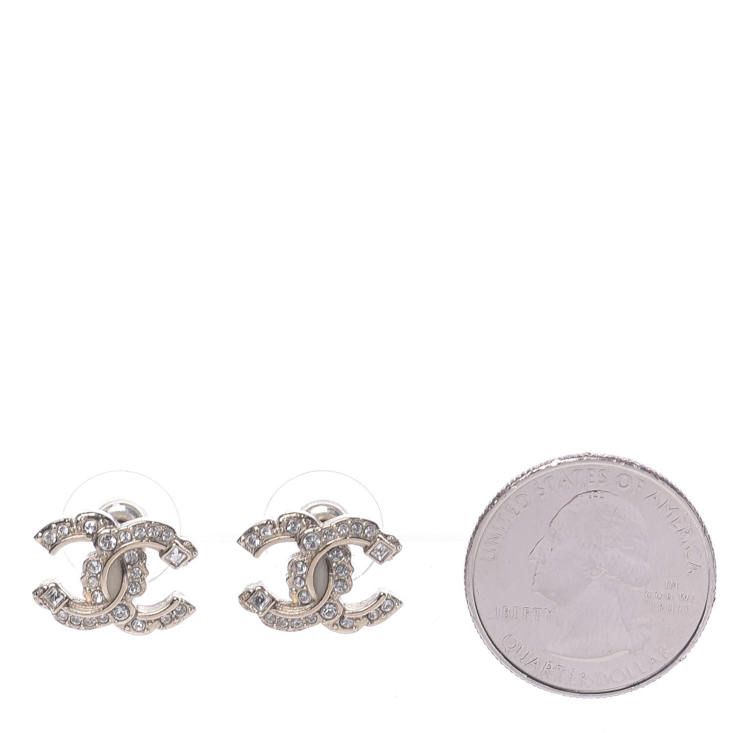 Chanel Crystal CC Earrings Gold 2 of 5