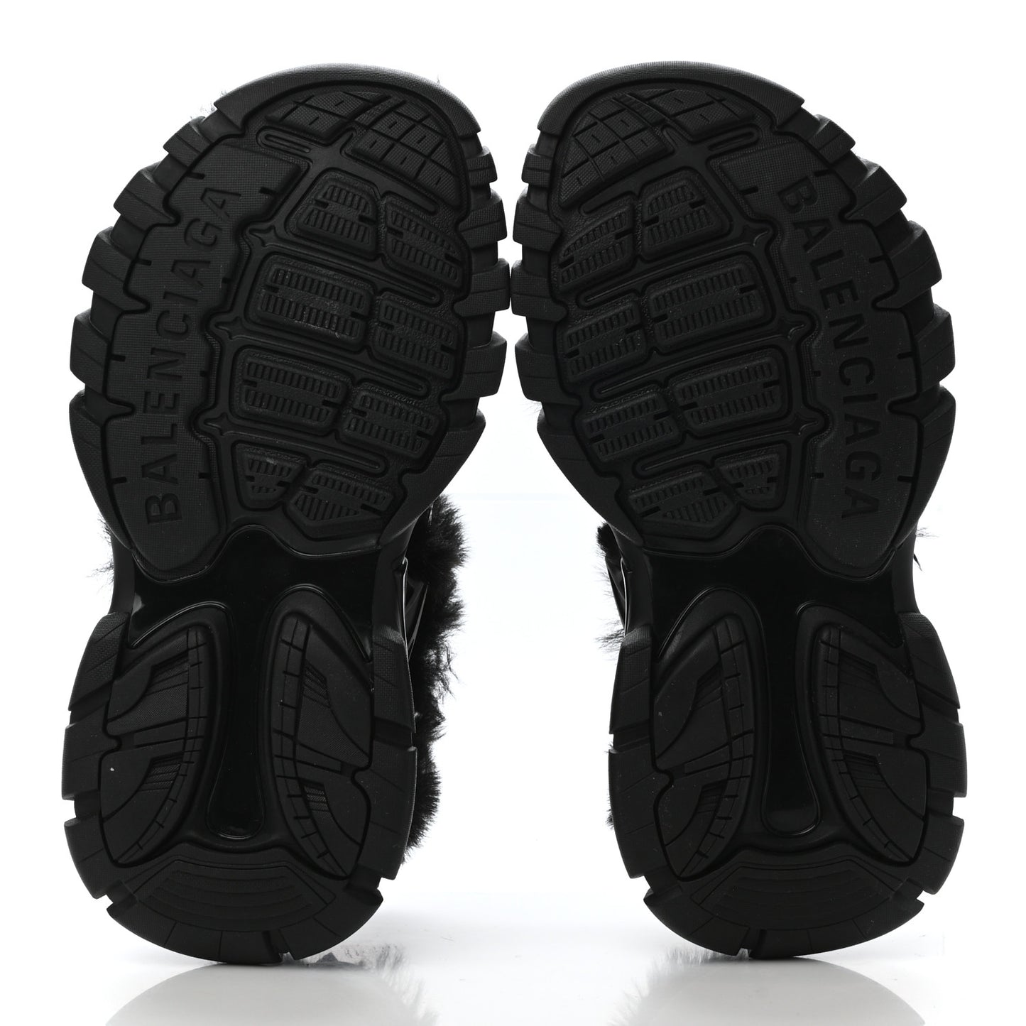 Faux Fur Rubber Mesh Womens Track Sandals 36 Black