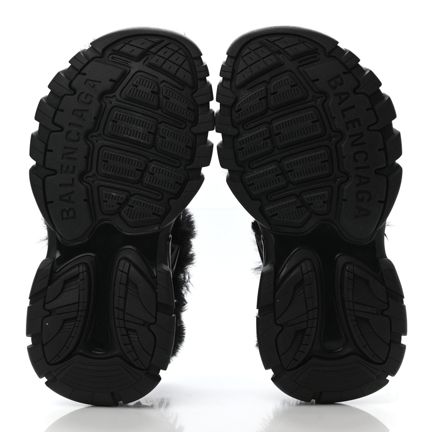 Balenciaga Faux Fur Rubber Mesh Womens Track Sandals 36 Black 4 of 5