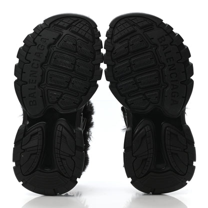 Balenciaga Faux Fur Rubber Mesh Womens Track Sandals 36 Black 4 of 5