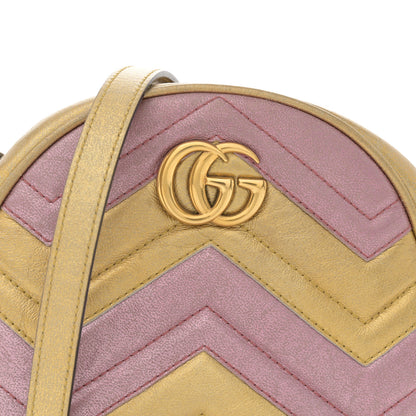 Gucci Metallic Nappa Matelasse Heart Mini GG Marmont Round Shoulder Bag Oro Vecchio Rosa 8 of 12