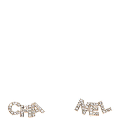 Chanel Crystal Pearl Signature Stud Earrings Gold 1 of 5