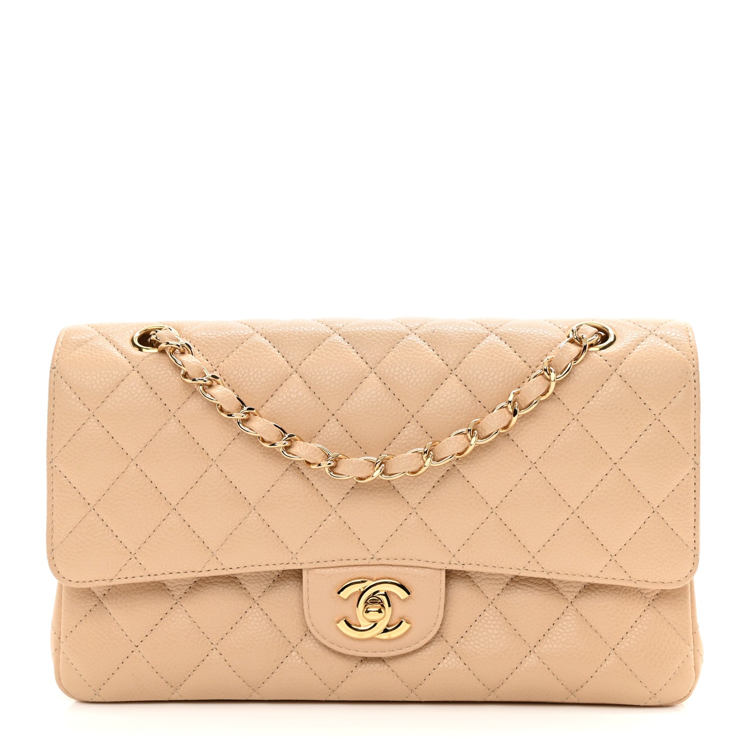 Chanel Caviar Quilted Medium Double Flap Light Beige 1 of 9