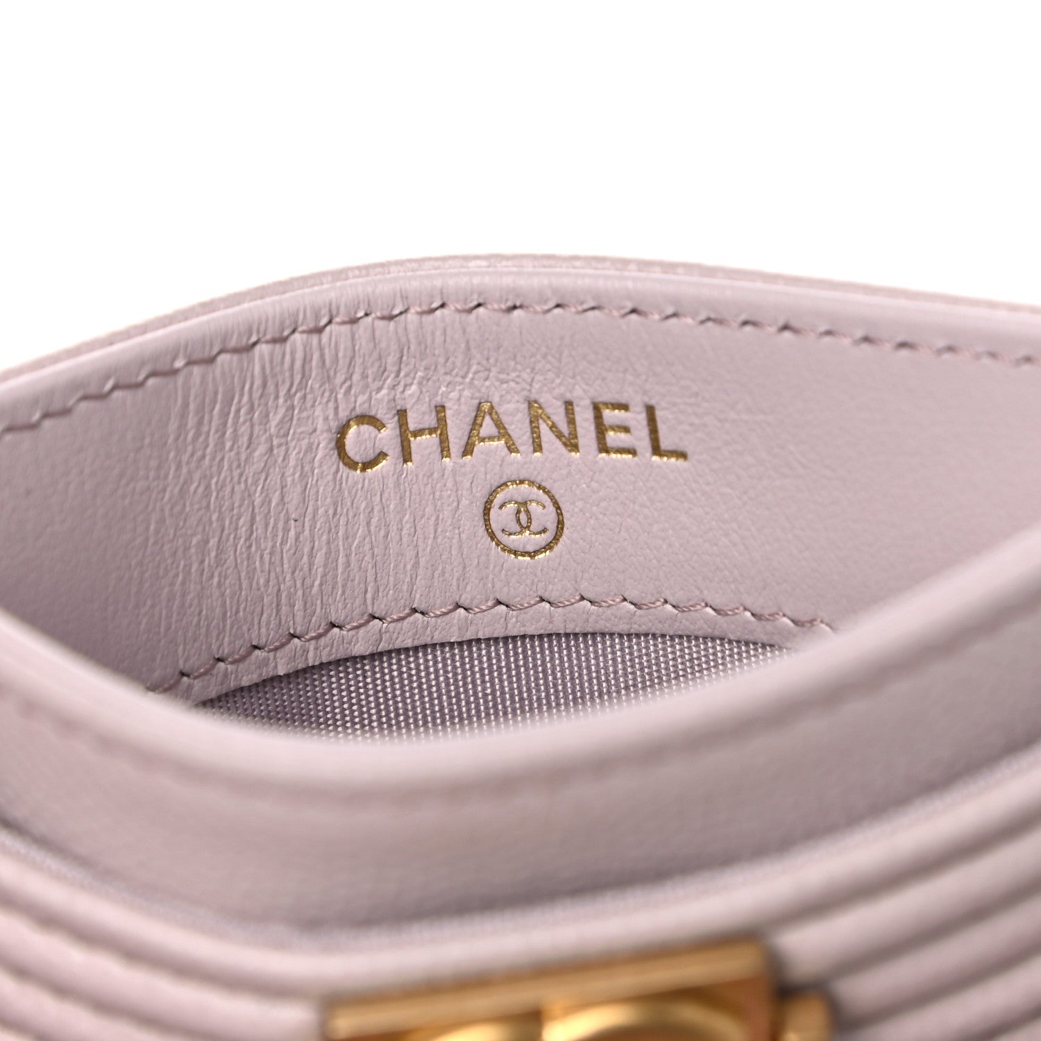 Chanel Caviar Quilted Chevron Boy Card Holder Light Purple 6 of 12
