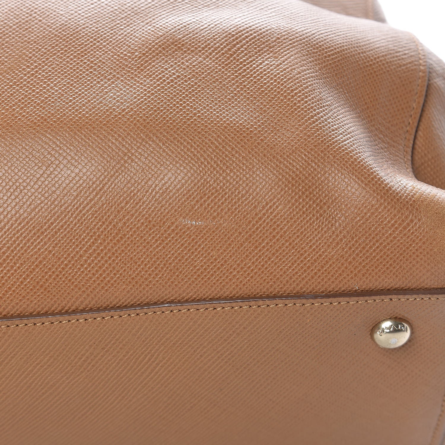 Prada Saffiano Cuir Top Handle Dome Tote Caramel 28 of 29