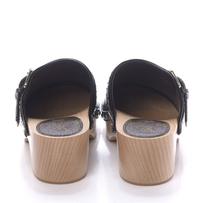 Louis Vuitton Calfskin Patent Monogram Cottage Clog Mules 38.5 Black 5 of 11