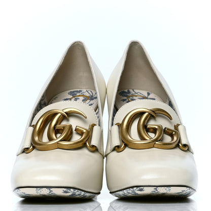 Gucci Malaga Kid GG Victoire 95mm Loafer Pumps 37 Vintage White 2 of 6