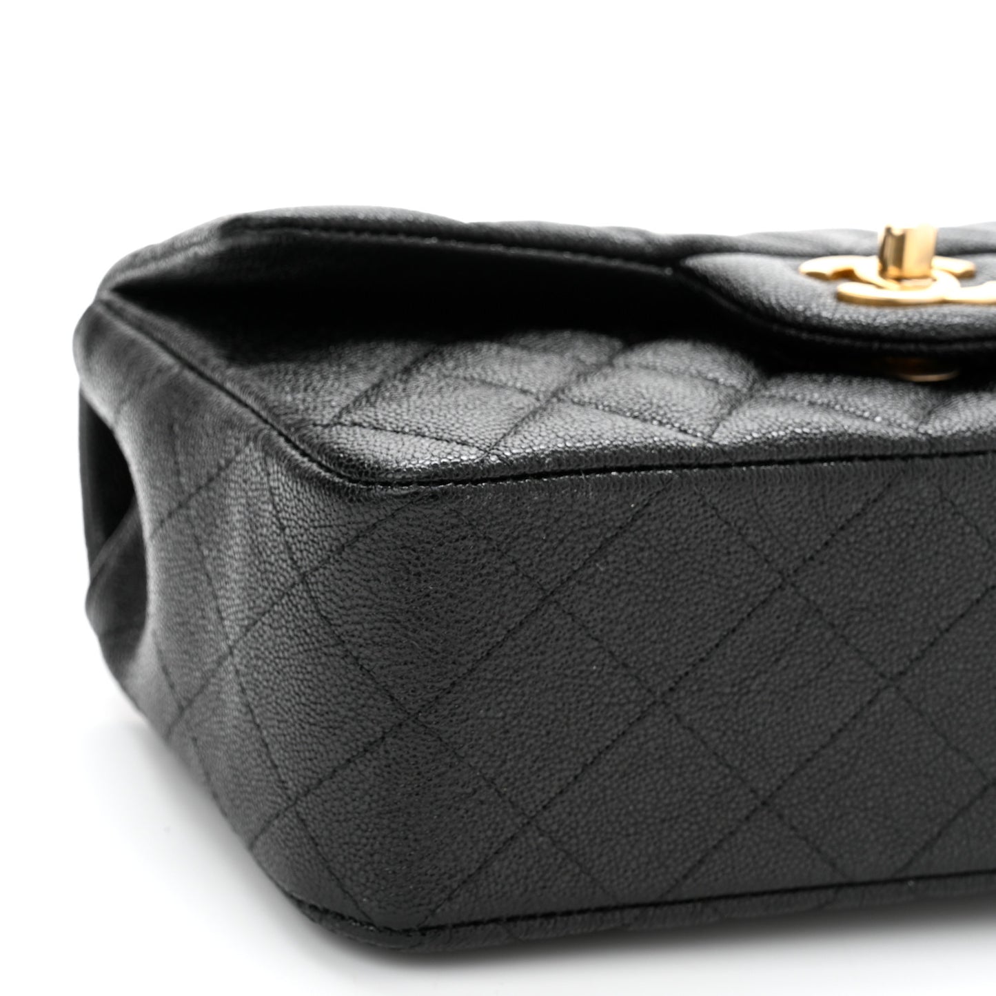 Caviar Quilted Mini Top Handle Rectangular Flap Black