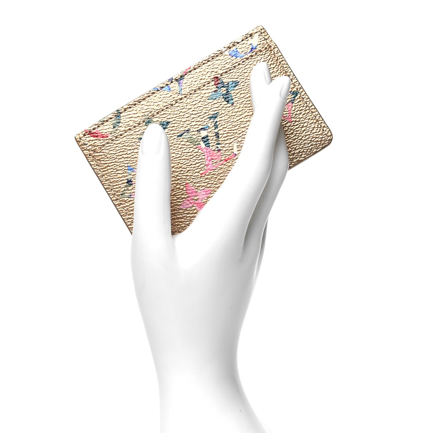 Metallic Monogram LV Garden Card Holder Gold