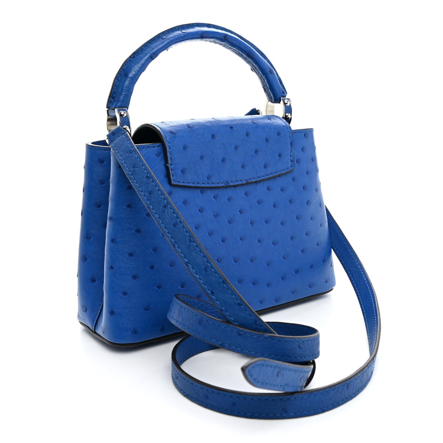 Ostrich Capucines Mini Saphir