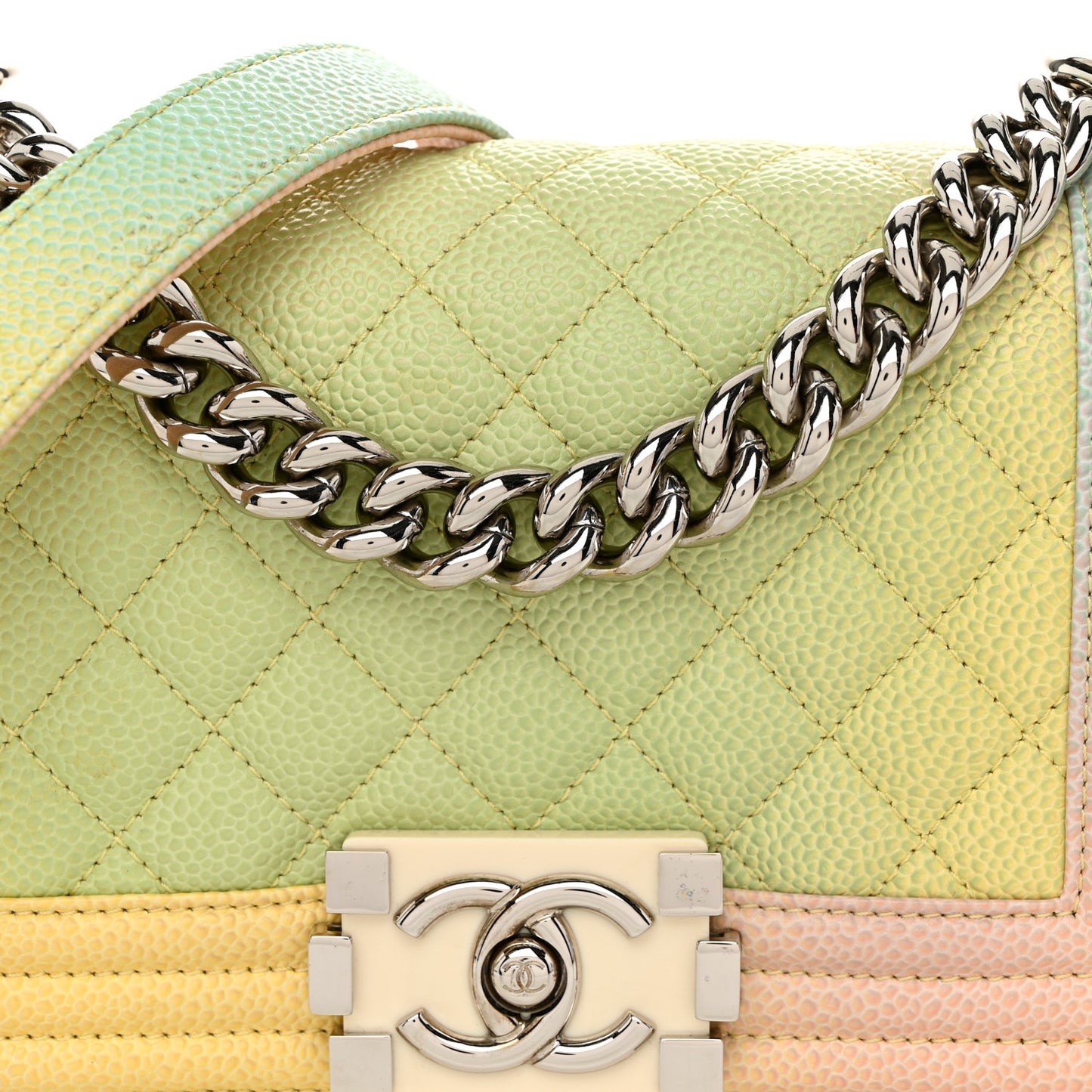 Caviar Quilted Small Cuba Rainbow Boy Flap Multicolor