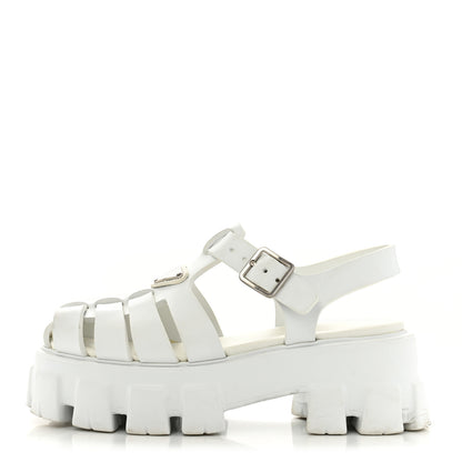 Prada Foam Rubber Metal Triangle Logo Monolith 55mm Cage Sandals White 1 of 9