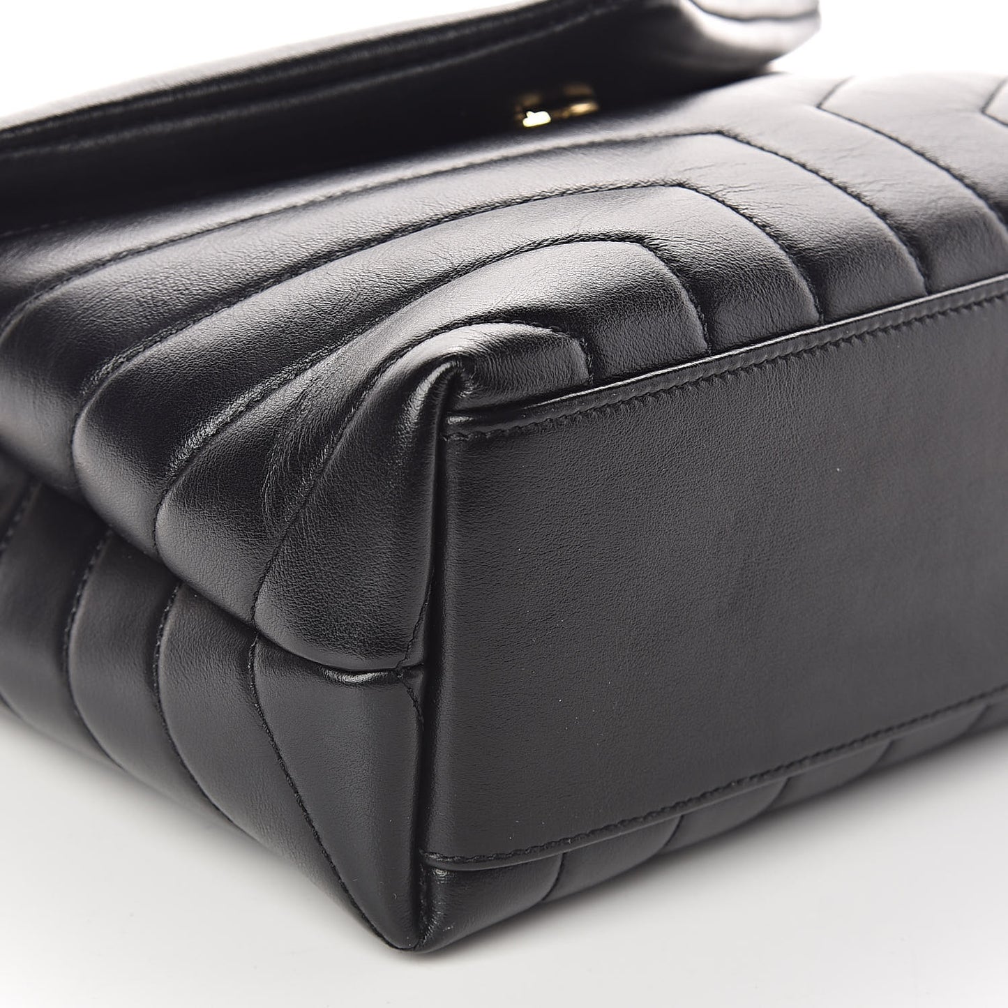 Calfskin Y Quilted Monogram Small Loulou Chain Satchel Black