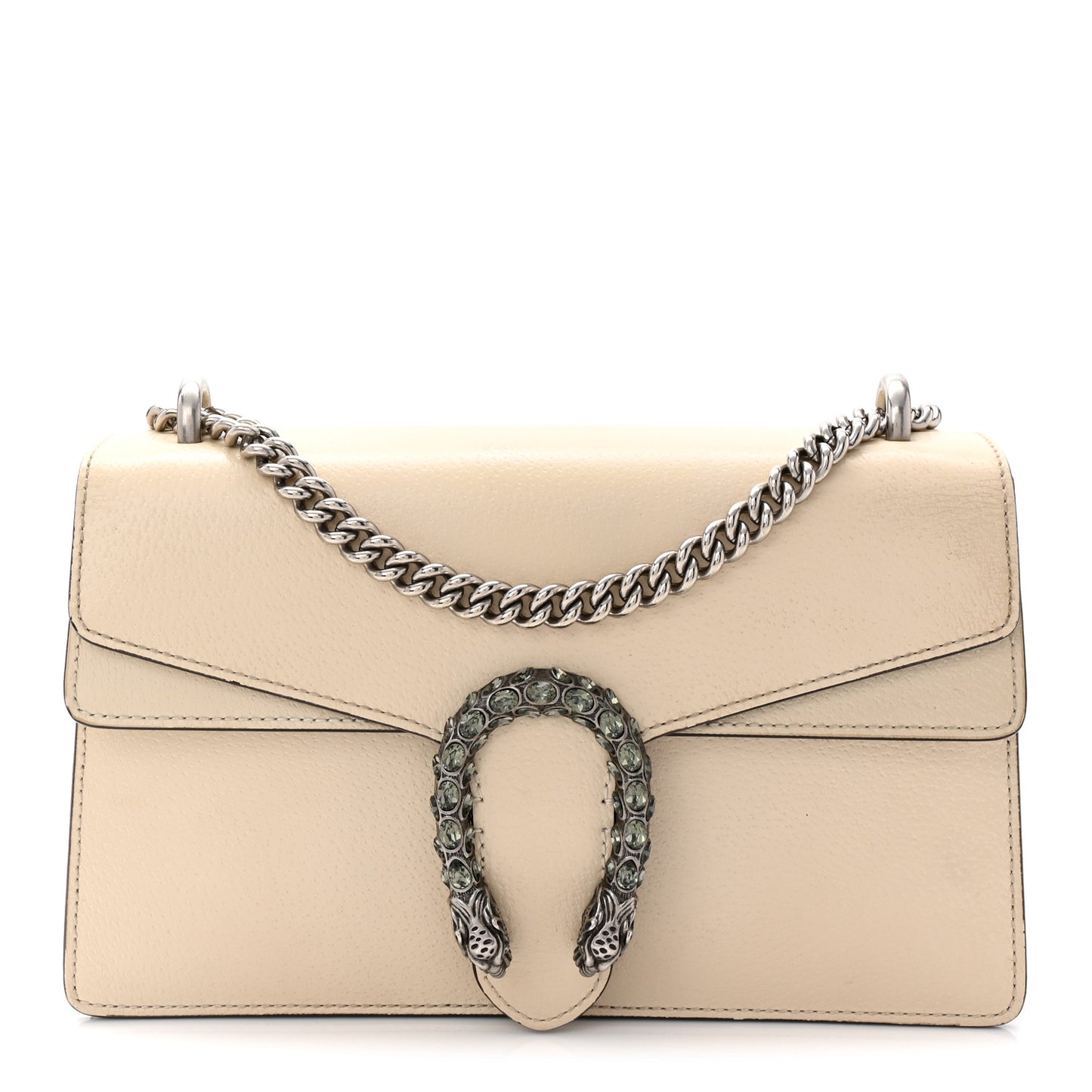 Textured Calfskin Crystal Small Dionysus Shoulder Bag Mystic White