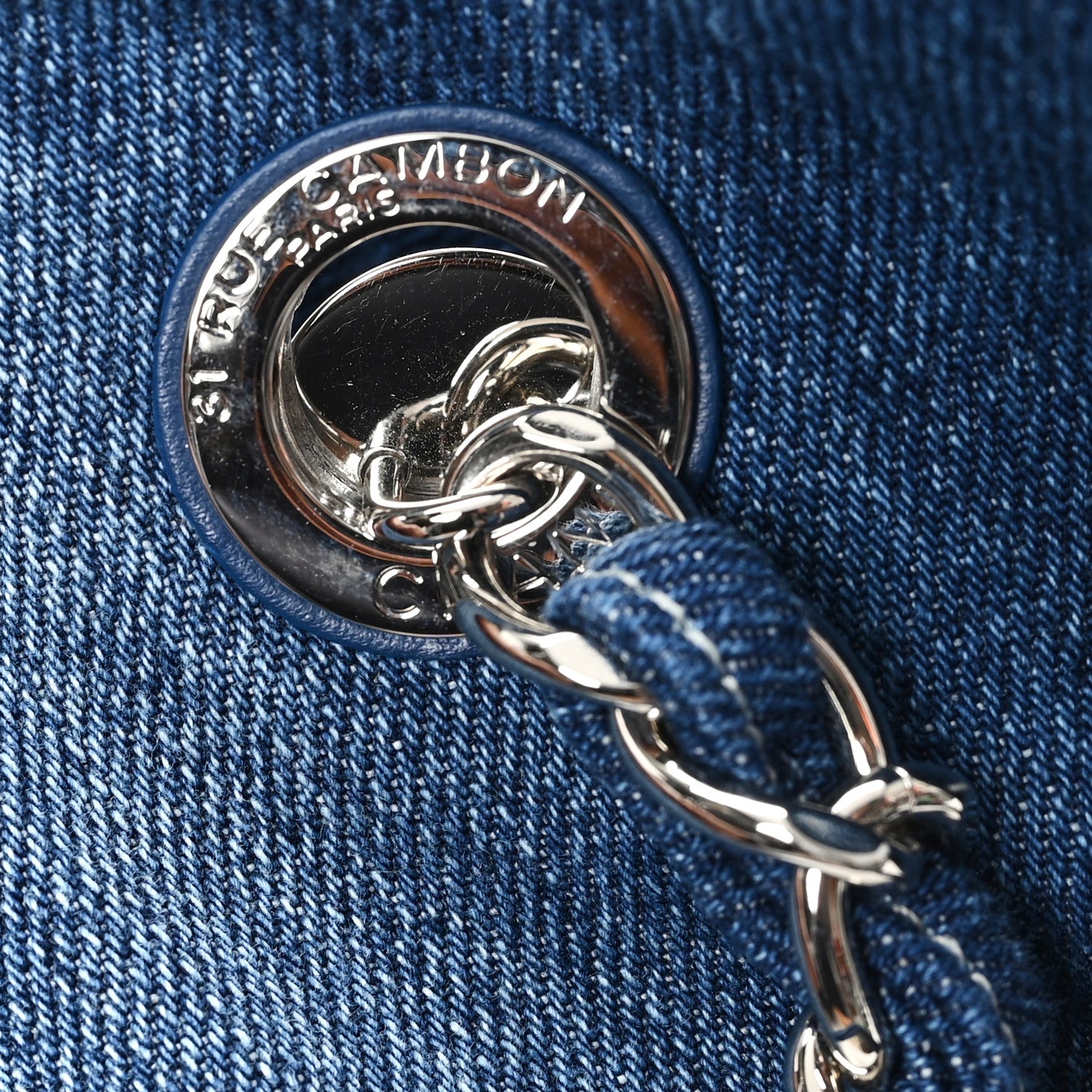 Chanel Denim Printed Shopping Bag Blue 12 of 13