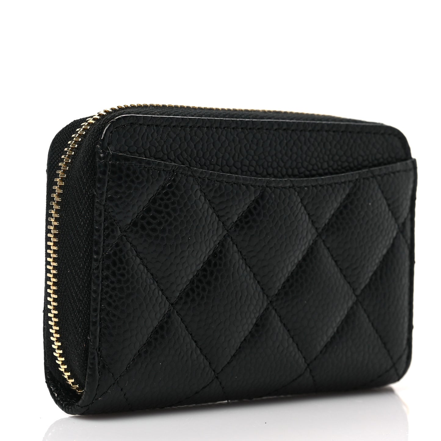 Caviar Quilted Classic Zipped Coin Purse Black