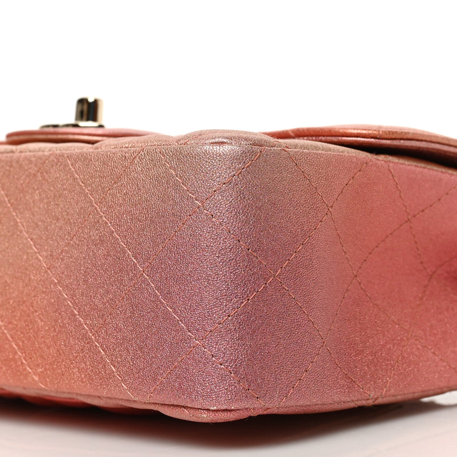 Chanel Metallic Lambskin Quilted Ombre Mini Rectangular Flap Pink 9 of 9