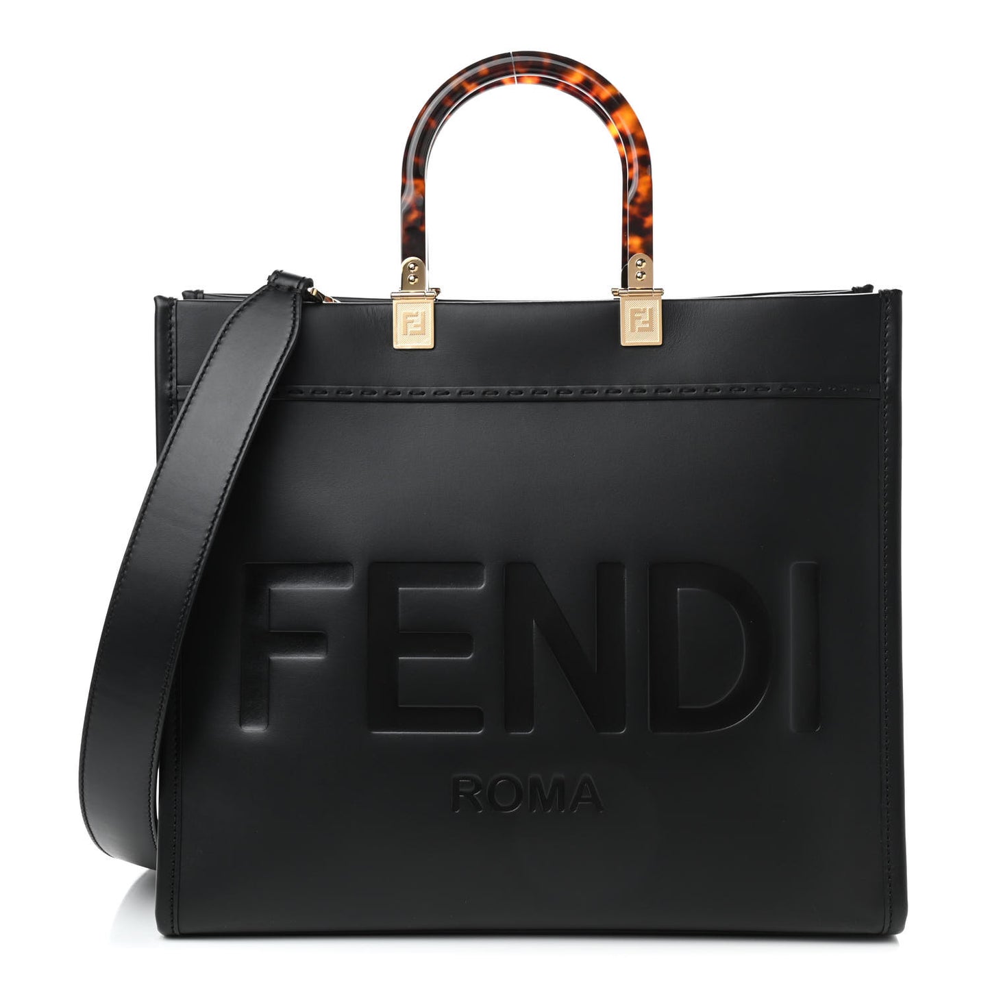 Vitello King Plexiglass Medium Fendi Sunshine Shopper Tote Black