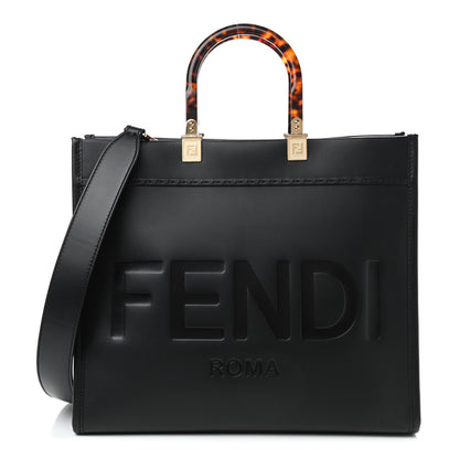 Fendi Vitello King Plexiglass Medium Fendi Sunshine Shopper Tote Black 1 of 8