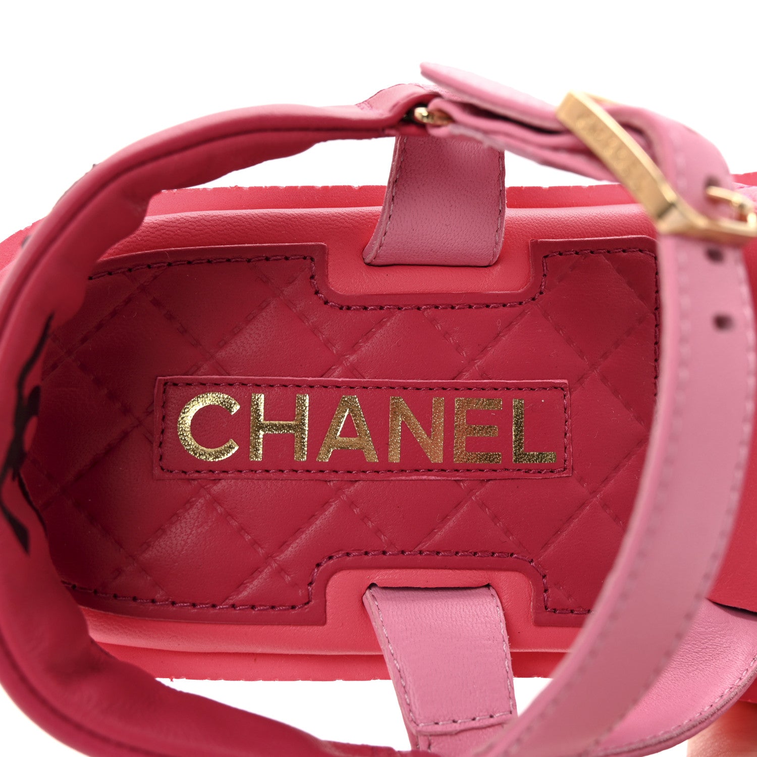 Chanel Lambskin Logo Platform Sandals 39 Pink Red 8 of 9