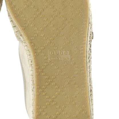 Gucci Washed Cotton Miro Soft Calfskin GG Monogram Espadrilles 35 White Mystic White 6 of 10