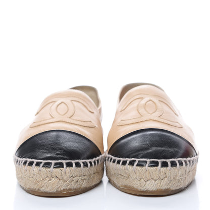 Chanel Lambskin CC Espadrilles 37 Beige Black 2 of 14
