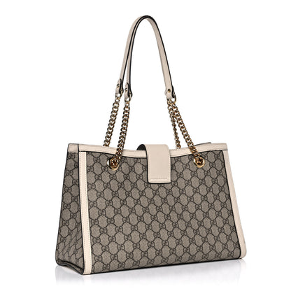Gucci GG Supreme Monogram Medium Padlock Tote White 3 of 22