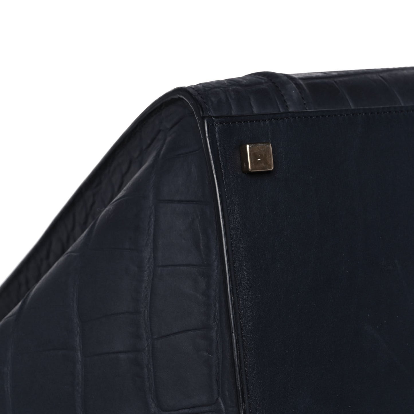 Crocodile Embossed Calfskin Medium Phantom Luggage Navy Blue