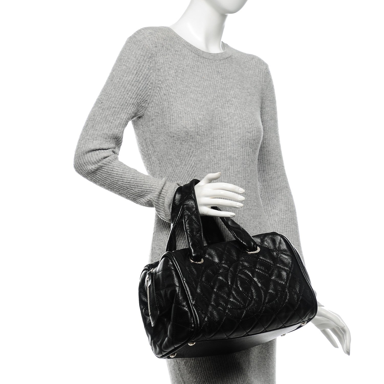 Chanel Caviar Quilted CC Timeless Bowler Black 2 of 7