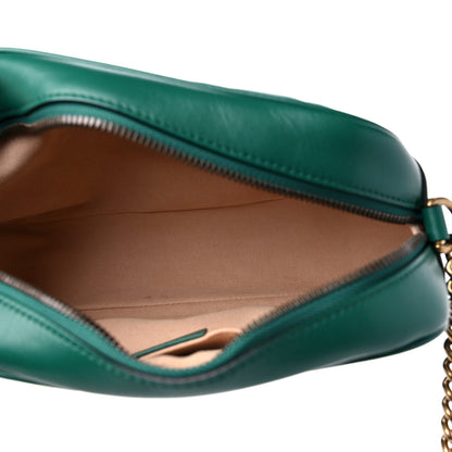Gucci Calfskin Matelasse Small GG Marmont Chain Shoulder Bag Emerald Green 5 of 13