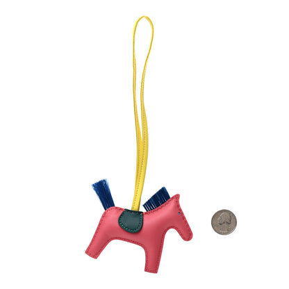 Hermes Milo Lambskin Horsehair Grigri Rodeo Horse Bag Charm PM Rose Azalee Malachite Lime Celeste 2 of 3