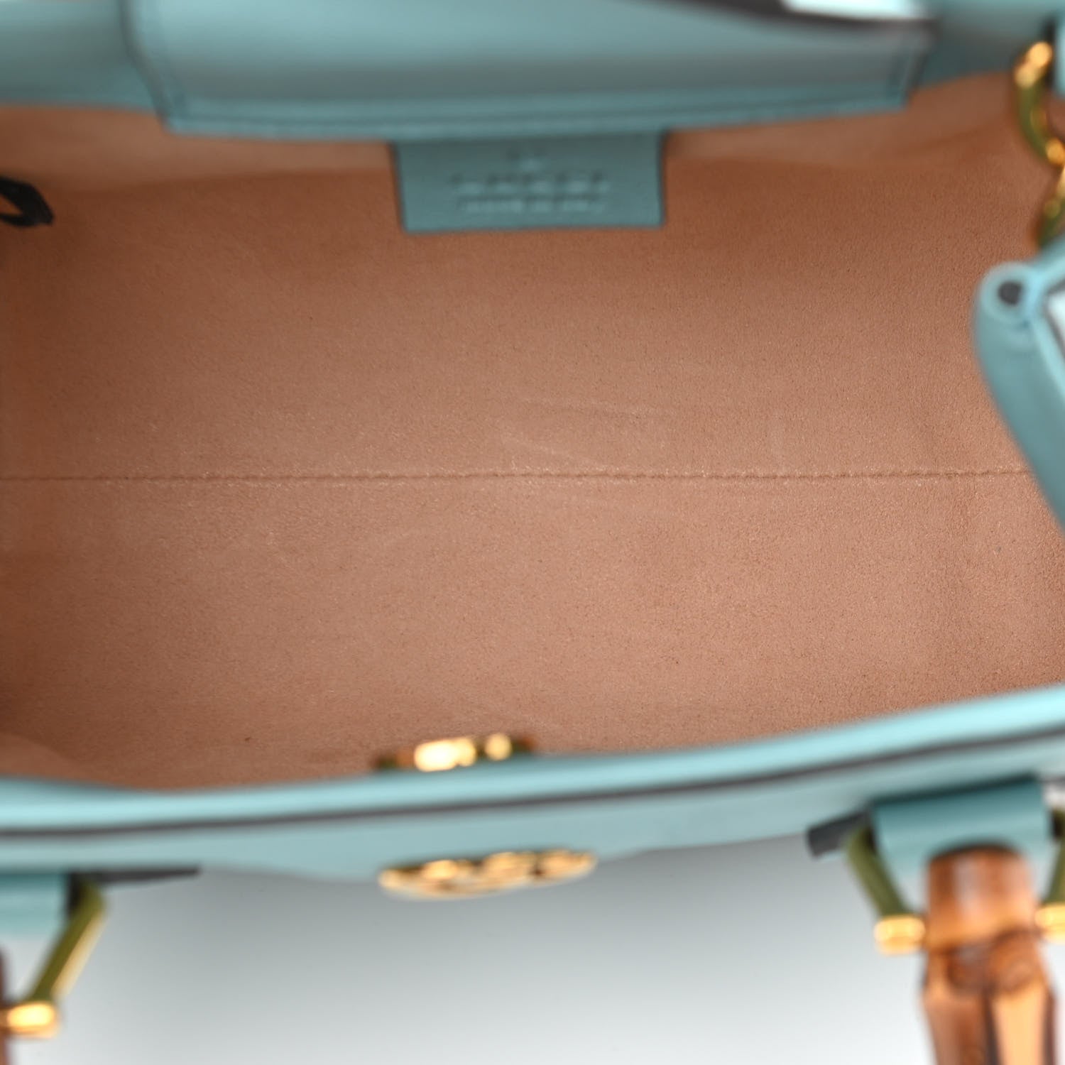 Gucci Wonka Grain Calfskin Mini Diana Tote Bag Dusty Azure Orange Fluo 5 of 12