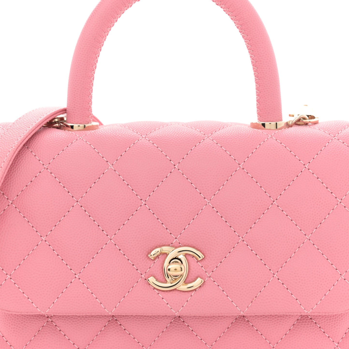 Caviar Quilted Mini Coco Handle Flap Pink