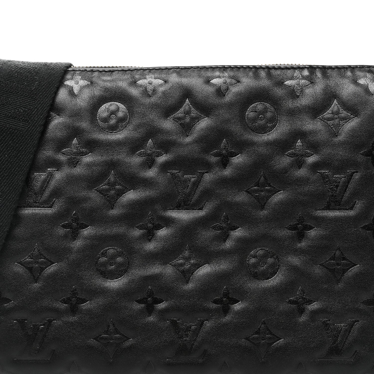 Louis Vuitton Lambskin Embossed Monogram Coussin PM Black 1877644