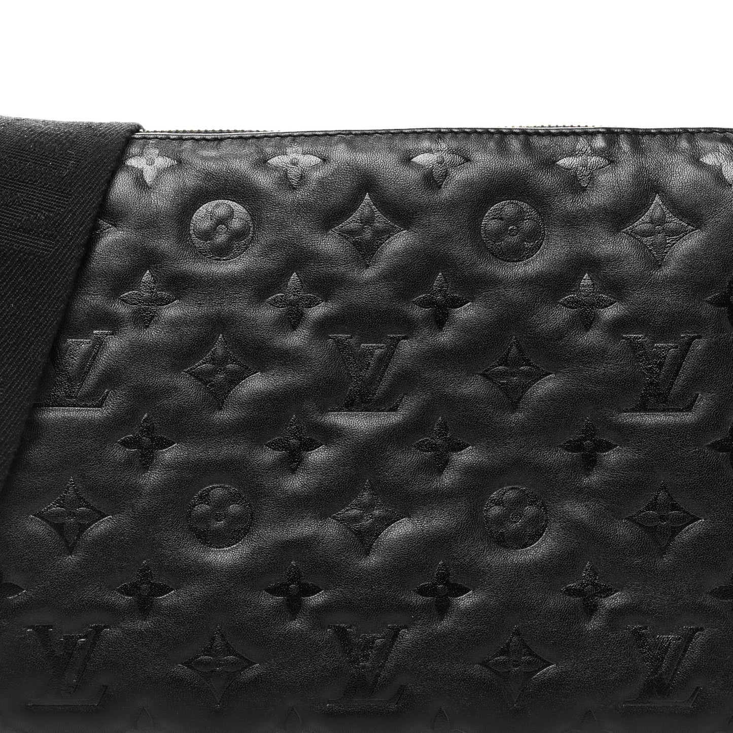 Lambskin Embossed Monogram Coussin PM Black