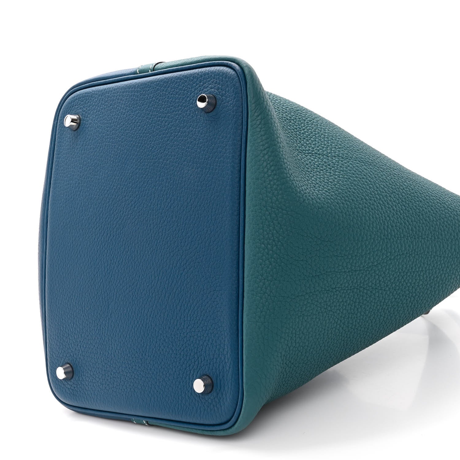 Hermes Taurillon Clemence Casaque Picotin Lock 22 MM Vert Bosphore Deep Bleu 10 of 11